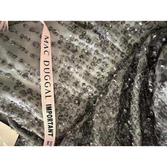 Mac Duggal 10509 Sequin Cocktail Sheath Dress Round Neck Sleeveless Platinum - Picture 13 of 16